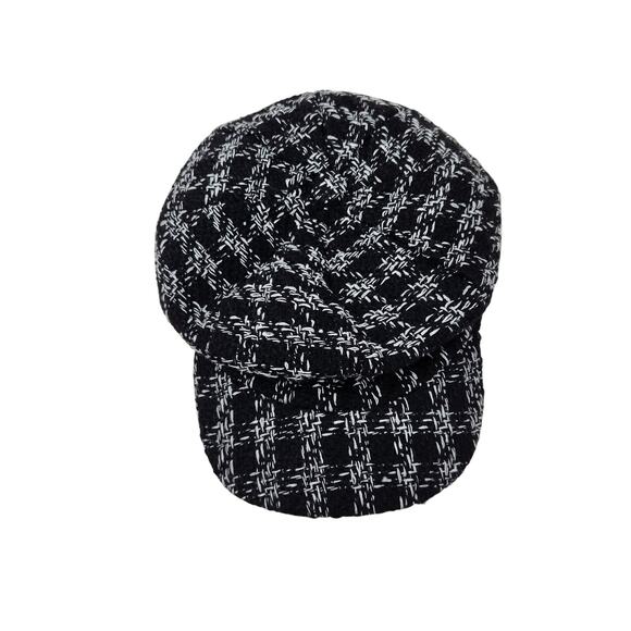 Glen Plaid Tartan Outdoor Hat Cap Cabbie Newsboy Lightweight Black White Onesize - Picture 5 of 8